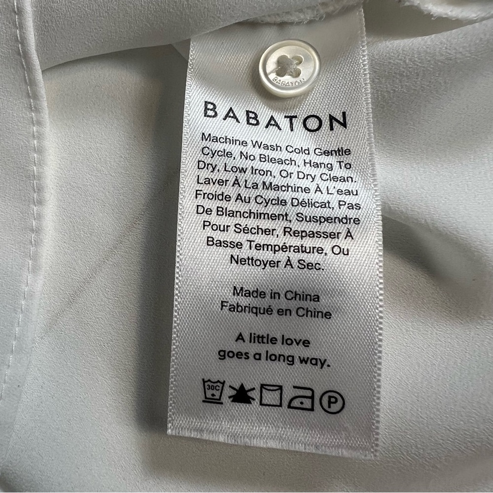 Aritzia Babaton Hestia Style Bow-Tie Georgette Blouse - Marshmallow-Size-Medium - Picture 4 of 7